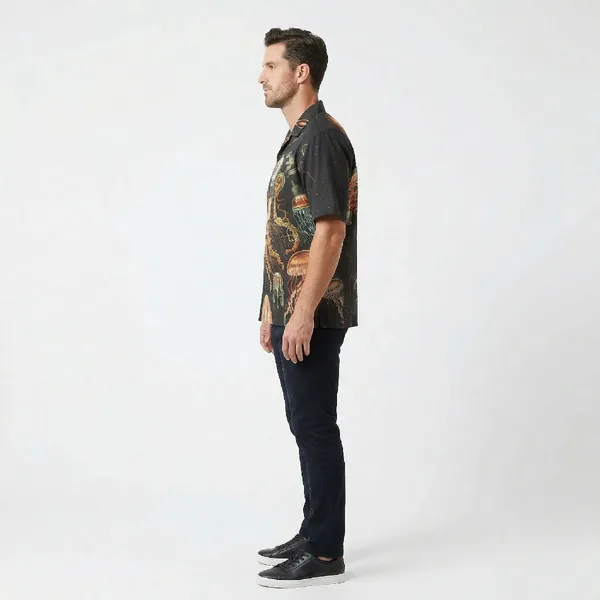 Midnight_Black_Breathable_Poly_Deep_Sea_Jellyfish_Short_Sleeve_Shirt_For_Men