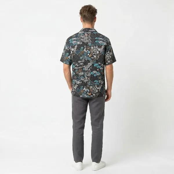 Midnight_Teal_Breathable_Poly_Tropical_Floral_Short_Sleeve_Shirt_For_Men