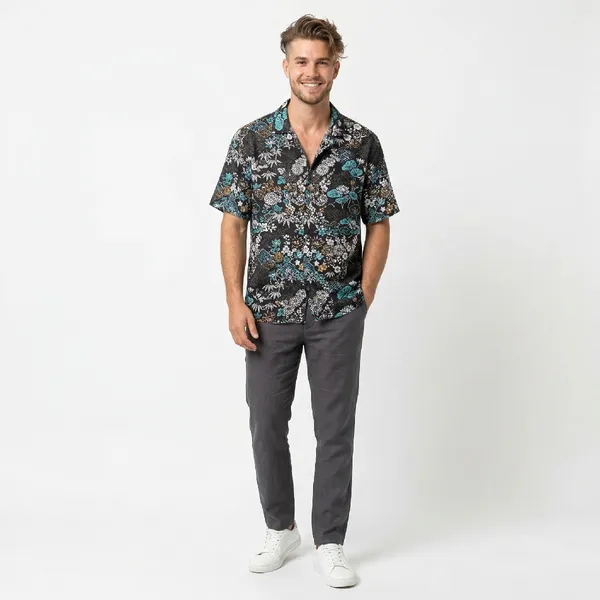 Midnight_Teal_Breathable_Poly_Tropical_Floral_Short_Sleeve_Shirt_For_Men