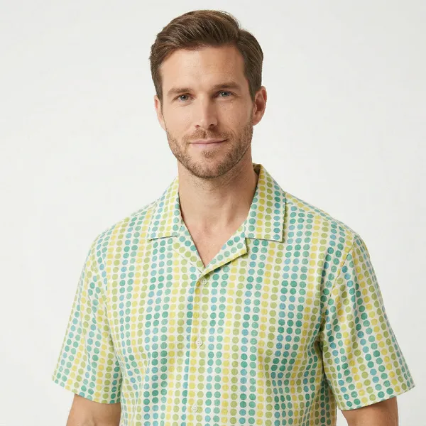 Mint_Lime_Breathable_Poly_Retro_Dot_Short_Sleeve_Shirt_For_Men