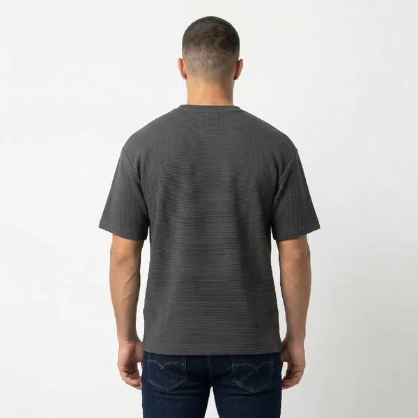 Charcoal_Grey_Waffle_Core_Texture_Tee_For_Men
