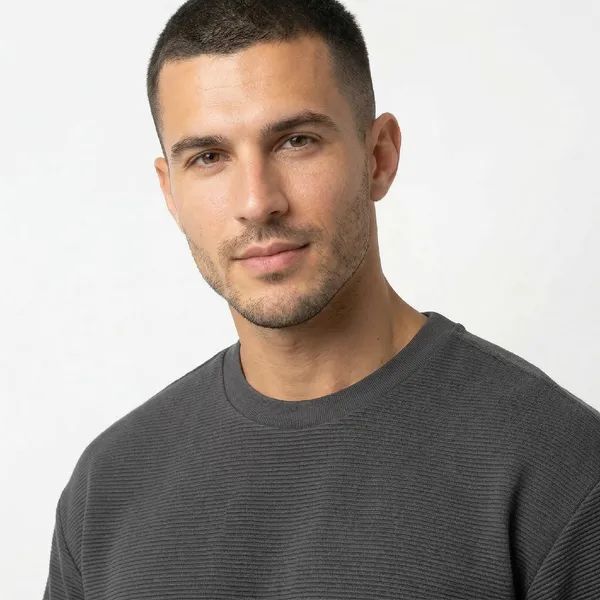 Charcoal_Grey_Waffle_Core_Texture_Tee_For_Men