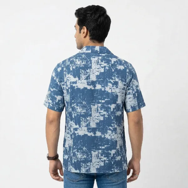 Denim_Sky_Breathable_Poly_Abstract_Indigo_Short_Sleeve_Shirt_For_Men
