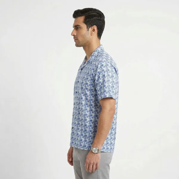 Indigo_Ivory_Breathable_Poly_Indigo_Spiral_Short_Sleeve_Shirt_For_Men