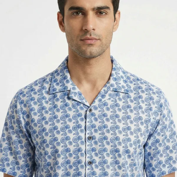Indigo_Ivory_Breathable_Poly_Indigo_Spiral_Short_Sleeve_Shirt_For_Men