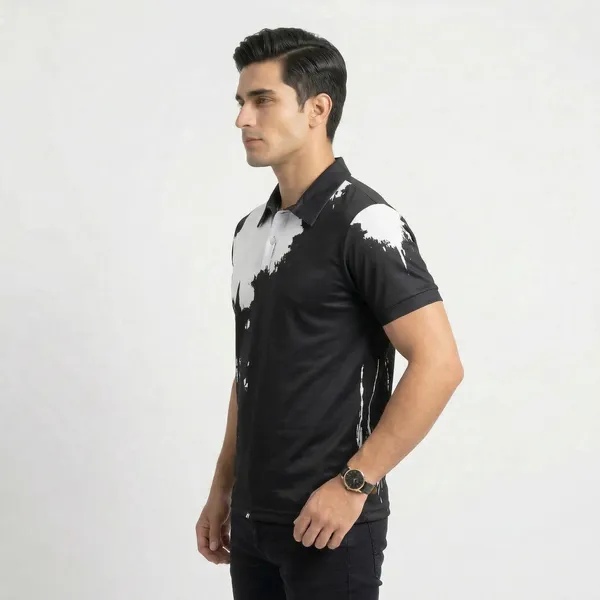 Jet_Black_And_White_Poly_Lycra_Splash_Polo_For_Men