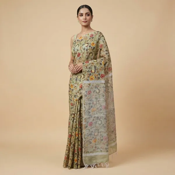 Printed_Floral_Saree_With_Blouse_Piece
