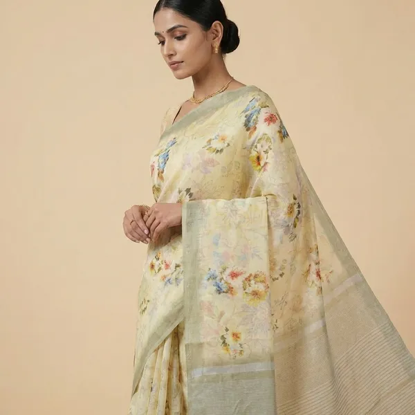 Elegant_Floral_Saree_With_Woven_Border