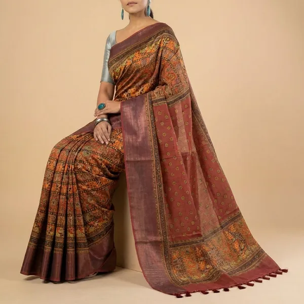 Traditional_Printed_Silk_Saree_With_Woven_Border_And_Pallu