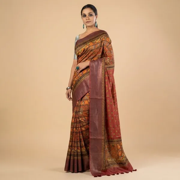 Traditional_Printed_Silk_Saree_With_Woven_Border_And_Pallu