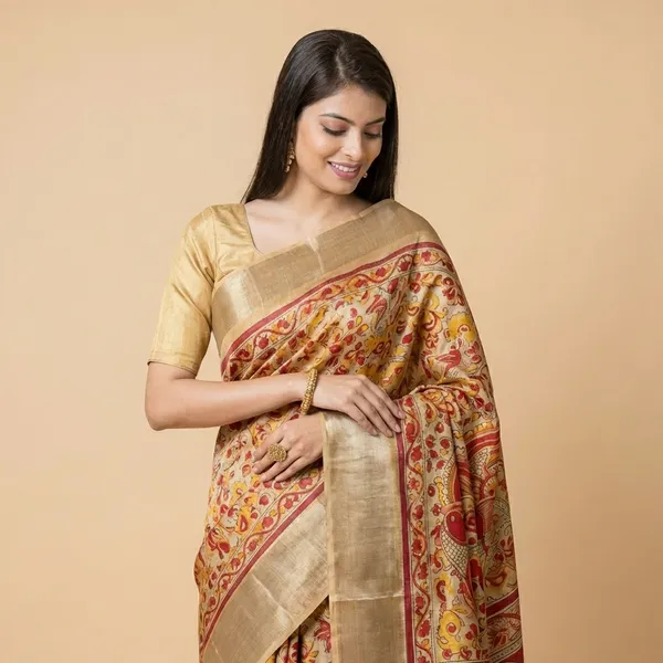 Silk_Saree_With_Floral_And_Golden_Border