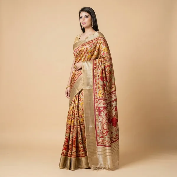 Silk_Saree_With_Floral_And_Golden_Border