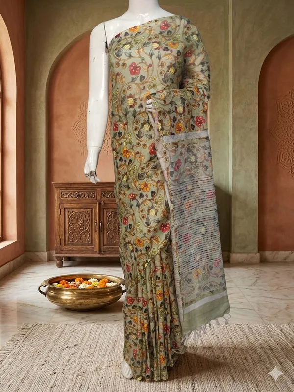 Printed_Floral_Saree_With_Blouse_Piece