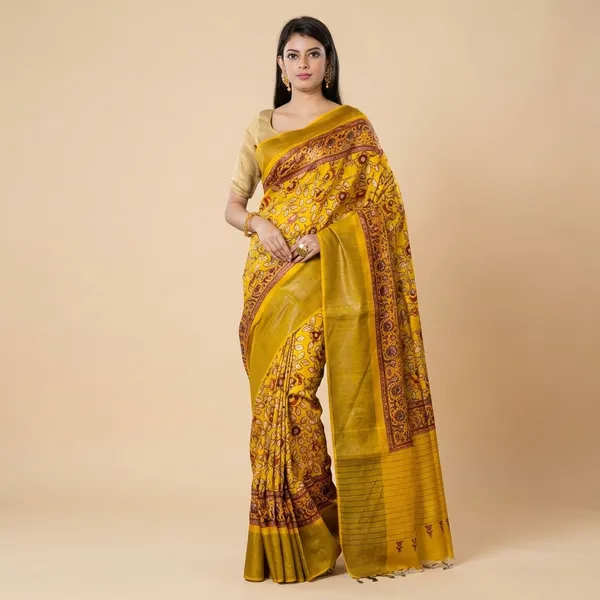 Mustard_Yellow_Baluchari_Silk_Saree_With_Traditional_Woven_Motifs