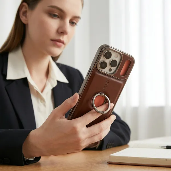 Brown_Leather_Finish_Premium_Back_Cover_With_Ring_Holder_For_Iphone