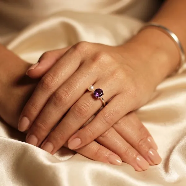 Between_Us_Pearl_And_Amethyst_925_Silver_Rings_For_Women