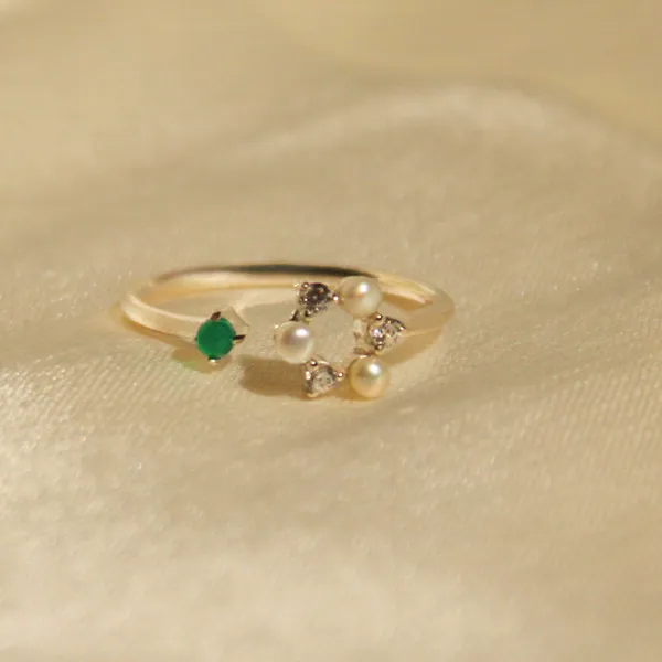 Dew_&_Leaf_Pearl_925_Silver_Rings_For_Women