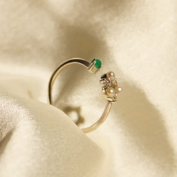 Dew_&_Leaf_Pearl_925_Silver_Rings_For_Women