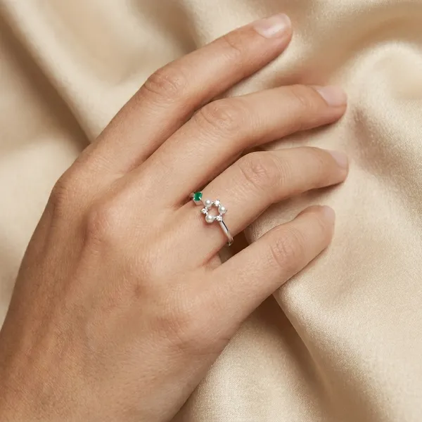 Dew_&_Leaf_Pearl_925_Silver_Rings_For_Women