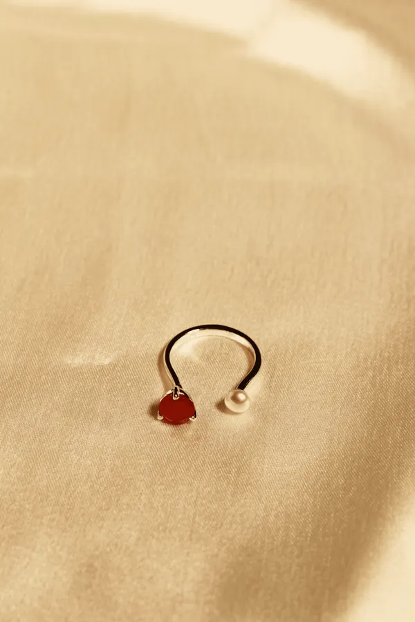 Pearl_And_Carnelian_925_Silver_Rings_For_Women