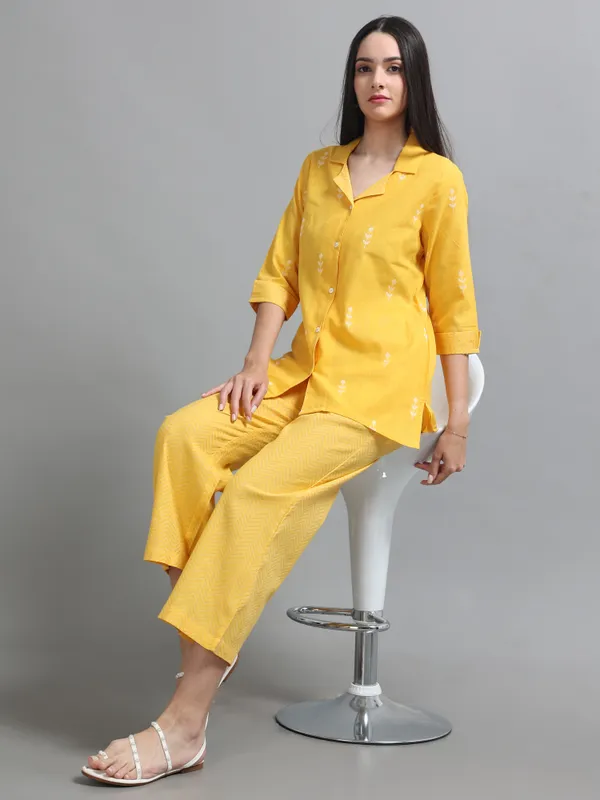 Yellow_Embroidered_Button-Down_Co-Ord_Set_For_Women
