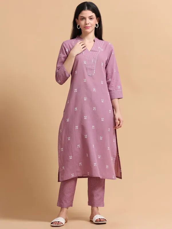 Mauve_Pink_Embroidered_Kurta_With_Palazzo_Set_For_Women