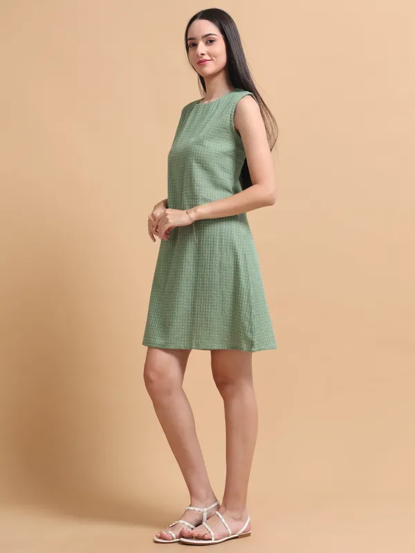 Sage_Green_Sleeveless_A-Line_Textured_Mini_Dress_For_Women
