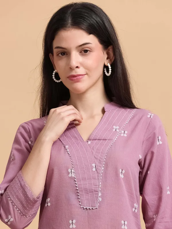Mauve_Pink_Embroidered_Kurta_With_Palazzo_Set_For_Women