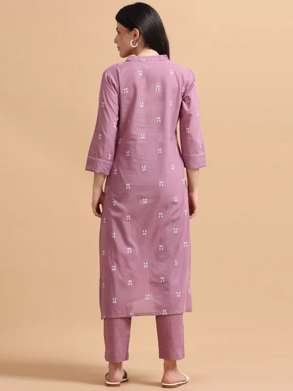 Mauve_Pink_Embroidered_Kurta_With_Palazzo_Set_For_Women