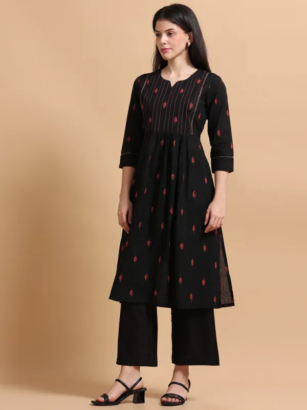 Black_Embroidered_Kurta_With_Palazzo_Set_And_Coral_Red_Co-Ord_Set_For_Women_Pack_Of_2