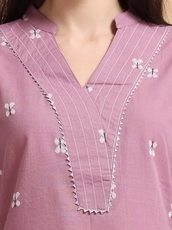 Mauve_Pink_Embroidered_Kurta_With_Palazzo_Set_For_Women