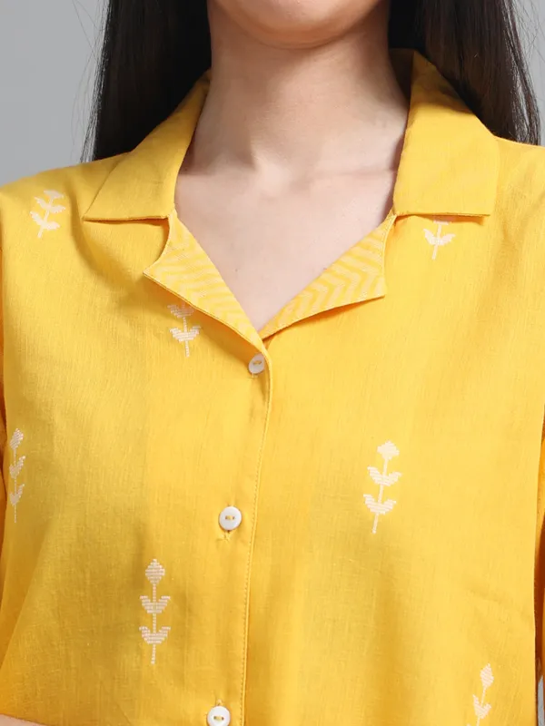 Yellow_Embroidered_Button-Down_Co-Ord_Set_For_Women