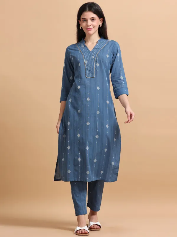 Blue_Embroidered_Kurta_Set_With_Matching_Pants_For_Women