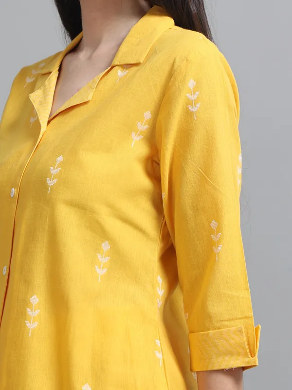Yellow_Embroidered_Button-Down_Co-Ord_Set_For_Women