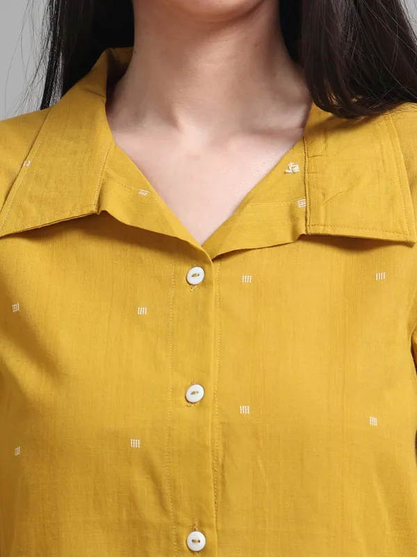 Green_Gingham_Check_Collared_Button-Down_Shirt_And_Mustard_Yellow_Collared_Shirt_For_Women_Pack_Of_2