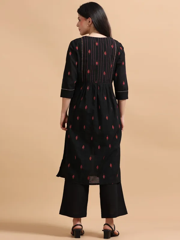 Black_Embroidered_Kurta_With_Palazzo_Set_And_Coral_Red_Co-Ord_Set_For_Women_Pack_Of_2