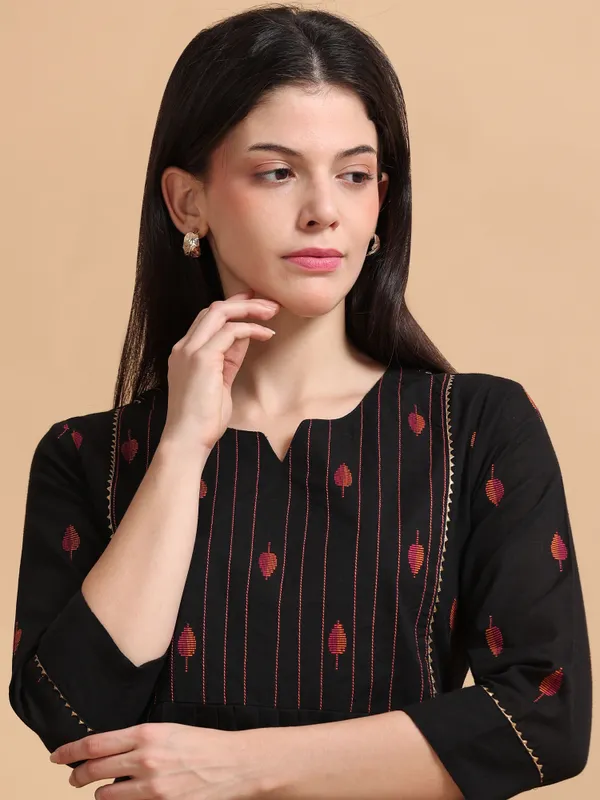 Black_Embroidered_Kurta_With_Palazzo_Set_For_Women
