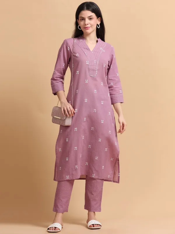 Mauve_Pink_Embroidered_Kurta_With_Palazzo_Set_For_Women