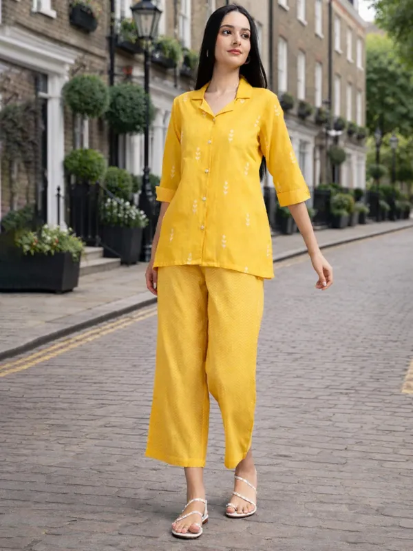 Yellow_Embroidered_Button-Down_Co-Ord_Set_For_Women