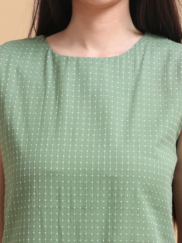 Sage_Green_Sleeveless_A-Line_Textured_Mini_Dress_For_Women