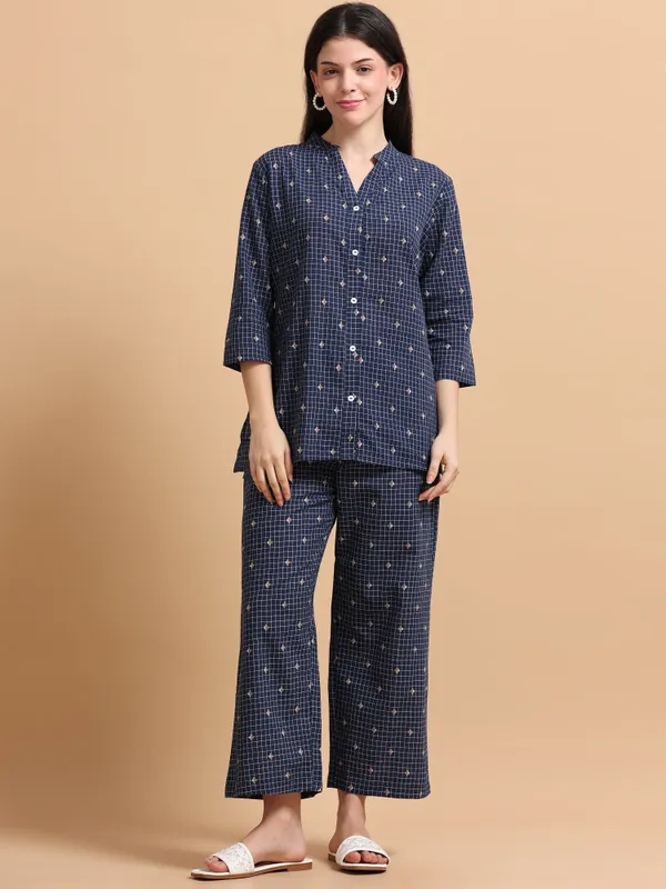 Navy_Blue_Checkered_Co-Ord_Set_For_Women