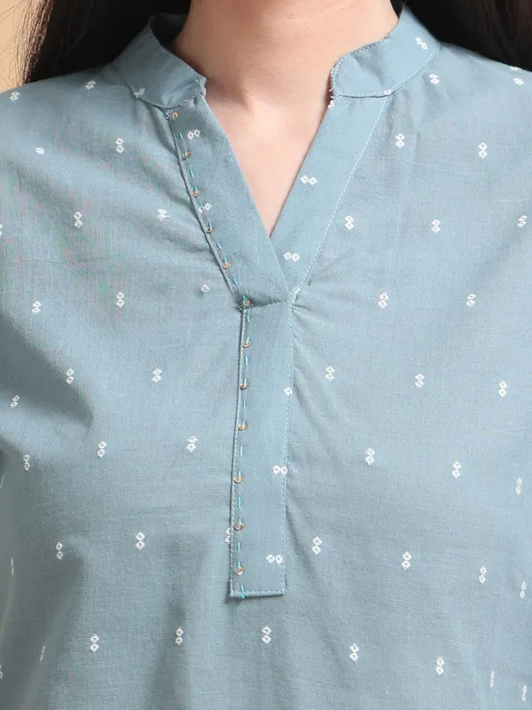 Sky_Blue_Embroidered_Co-Ord_Set_With_Mandarin_Collar_For_Women