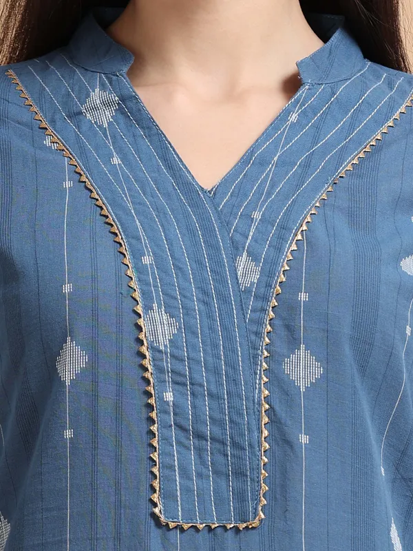 Blue_Embroidered_Kurta_Set_With_Matching_Pants_For_Women