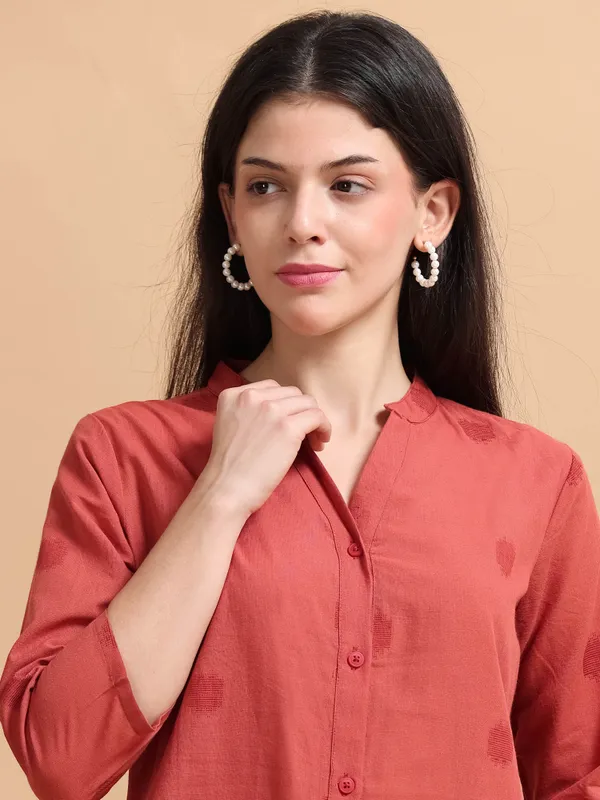 Coral_Red_Co-Ord_Set_-_Button-Down_Shirt_&_Palazzo_Pants_For_Women