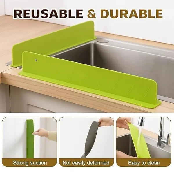 Buy_1_get_1_Free_|_Anti_Splash_Sink_Guard_For_Kitchen_Countertop_|__Green_Colour_|_Flexible_Water_Blocking_Barrier