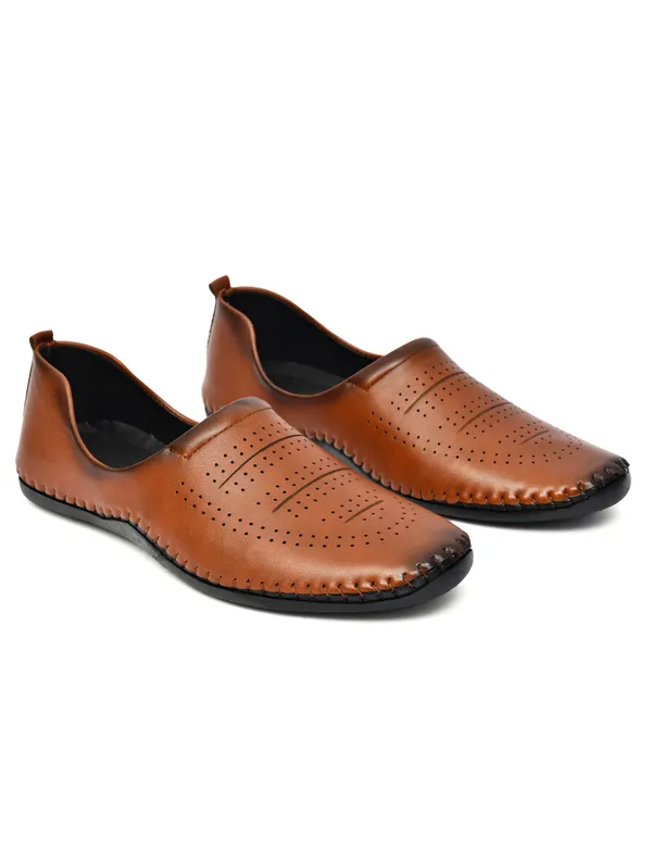 Brown_Synthetic_Leather_Perforated_Slip_On_Shoes_For_Men
