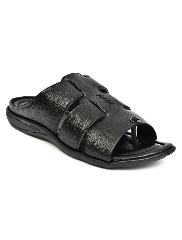 Black_Synthetic_Leather_Dual_Strap_Sandals_For_Men