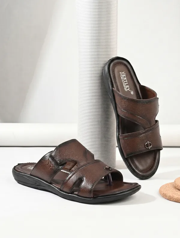 Dark_Brown_Synthetic_Leather_Dual_Strap_Sandals_For_Men