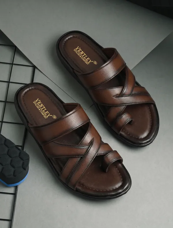 Dark_Brown_Synthetic_Leather_Criss_Cross_Strap_Sandals_For_Men