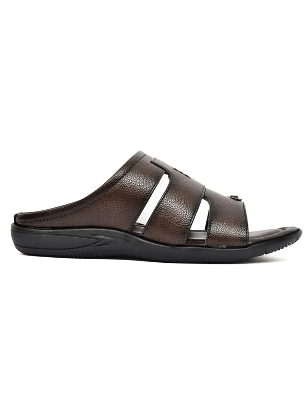 Dark_Brown_Synthetic_Leather_Open_Toe_Slide_Sandals_For_Men